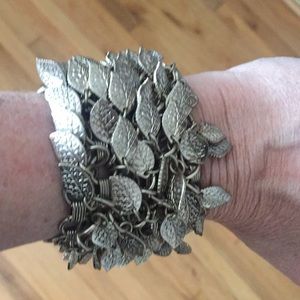 Unique metal “leaf” wide bracelet